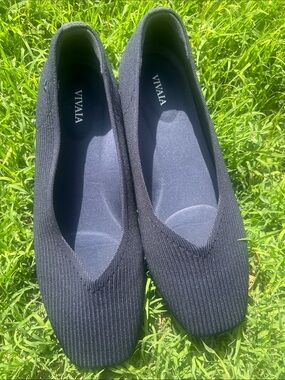 Vivaia Women’s Black Knit Ballet Flats — Comfortable Everyday Slip-Ons